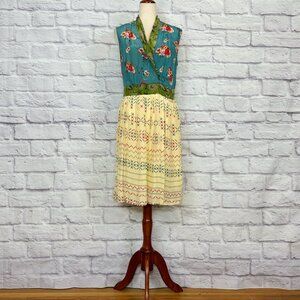 Benares Patchwork Bicycle Print Midi Dress